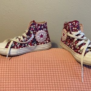 Pink floral Chuck Taylor high tops